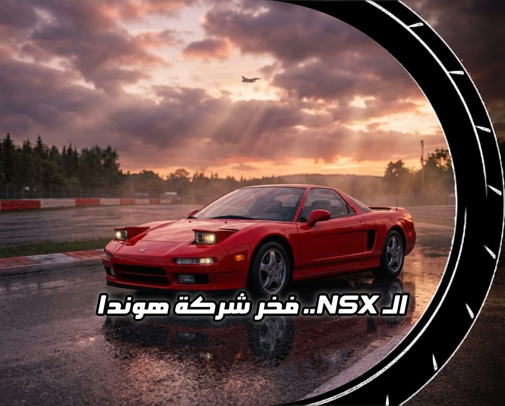 سيارة هوندا NSX حمراء على حلبة سباق مع عبارة الـ NSX.. فخر شركة هوندا في واجهة الصورة